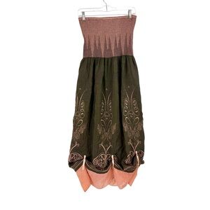 Anthropologie Lapis Pink Boho Convertible Reversible Tube Dress Maxi Skirt OS